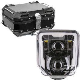 Set Top case Alu moto XB22 noir 22 Litres Bagtecs avec Phare à LED