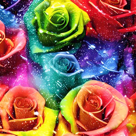 Digital Graphic Smoke Effect Background Fire And Ice Rainbow Roses Super Detailed · Creative Fabrica