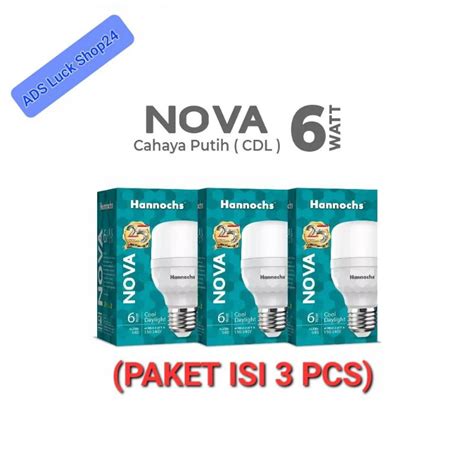 Jual Hannochs Nova Lampu LED 6 Watt Super Terang Cahaya Putih Paket