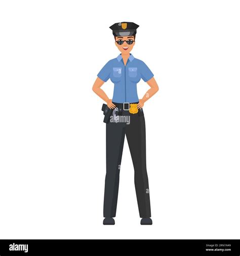 Standing Policewoman With Hands On Hips Confident Female Police