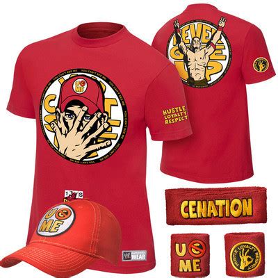 WWE John Cena Costume - You Cant See Me Red Set Shirt Cap Headband ...