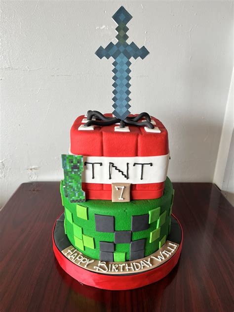 Minecraft Tnt Box Tier Birthday Cake Adrienne Co Bakery Tiered