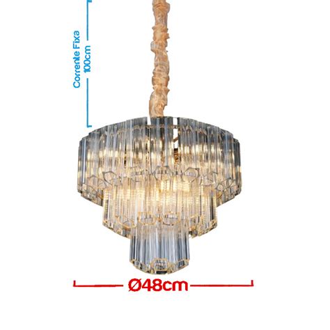 Lustre Cristal Gold Metal Cristal 8L 48cm Sindora DCD00202