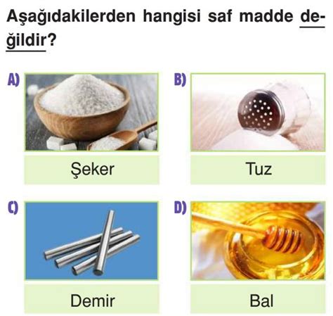 Saf Madde Ve Kar M Test Z S N F Fen Bilimleri Testleri