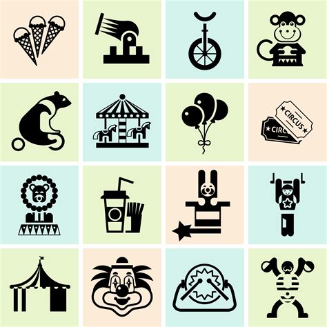 Circus Icons Set Black 444687 Vector Art At Vecteezy