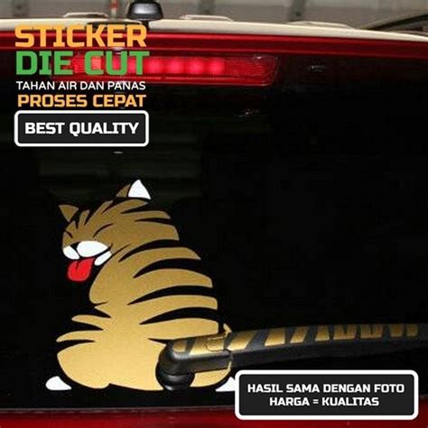 Jual Sticker Kucing Cat Funny Wiper Back Kaca Bagasi Belakang Cutting