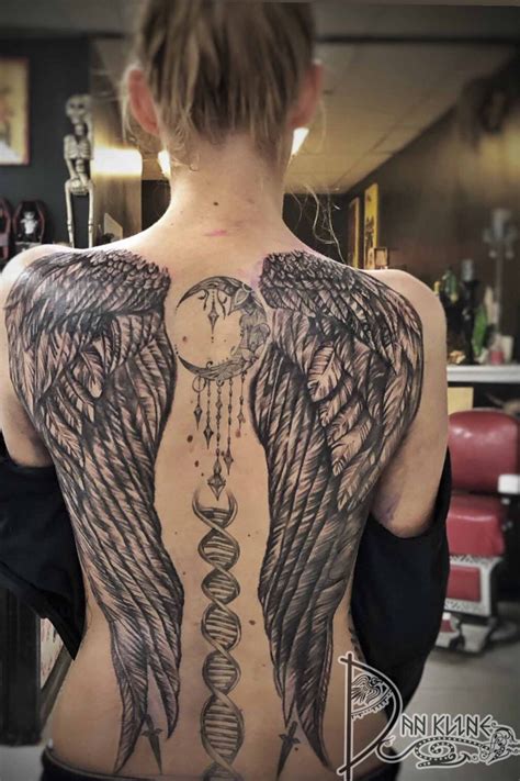 Black and Grey Angel Wings Tattoo