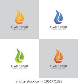 Set Fire Logo Design Concepts Flame Stock Vector Royalty Free