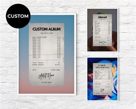 Custom Album Receipt Receipt Style Music Album Print Etsy