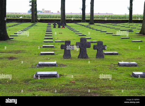 Langemark First World War German Cemetery Near Ypres In Belgium Stock