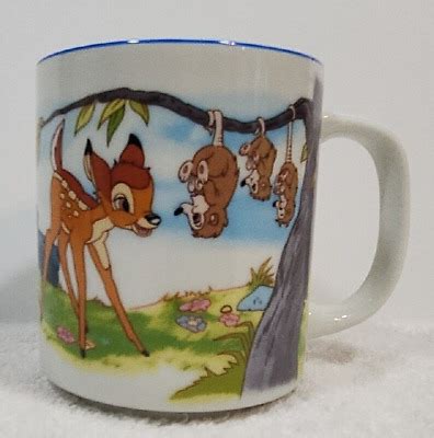 Vtg Walt Disney World Disneyland Bambi Coffee Cup Mug Thumper Flower