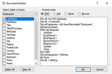 How To Work With Recordset Dao In MS Access