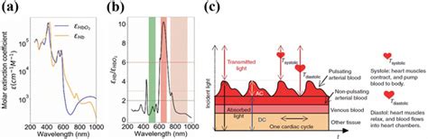 A Molar Extinction Coefficients Of Hb And HbO2 B Ratio Of Molar