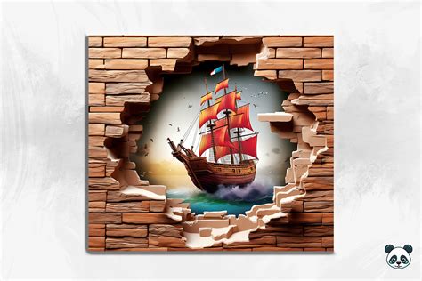 Pirate Boat D Cracked Hole Tumbler Wrap Graphic By Pandastic