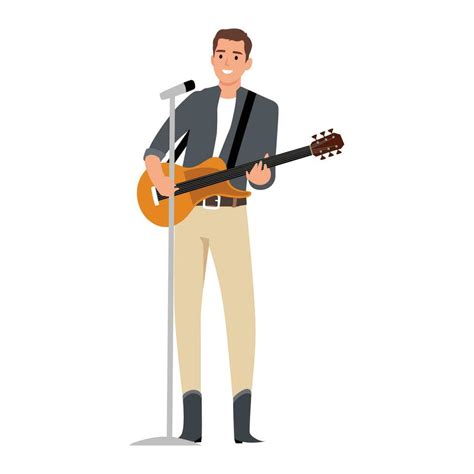 Young man playing guitar. 27546525 Vector Art at Vecteezy