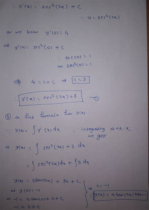 [solved] D Y Suppose 4 Sec2 2x Tan 2x Da2 Y 0 4 And Y 0 1 A Course Hero