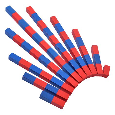 Math Montessori Red Blue Number Rods Count From 1 To 10 Educational For