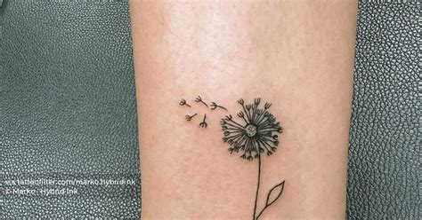 Fine Line Style Dandelion Tattoo Located On The Ankle