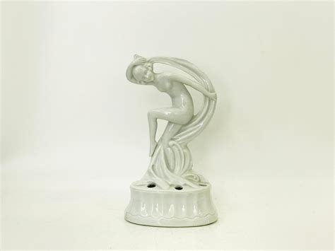 Art Deco Flower Frog Nude Woman Antique German White Etsy