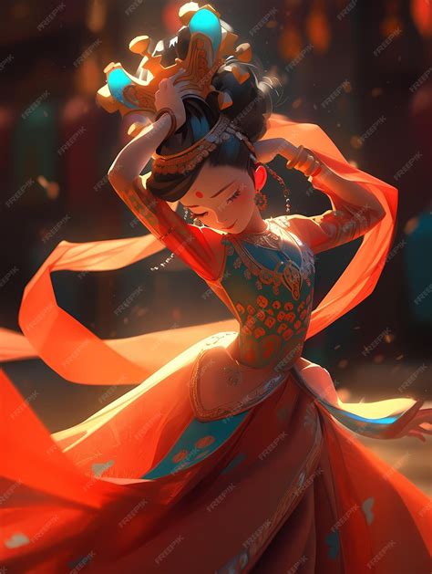 Premium Ai Image Dunhuang China Dunhuang Dance Chinese Hanfu Illustration Chinese Girl