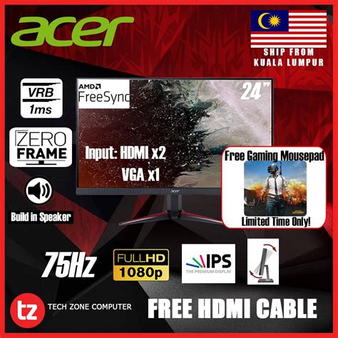 Acer Nitro VG240Y 23.8" IPS 75HZ 1MS Full HD AMD FreeSync Gaming ...