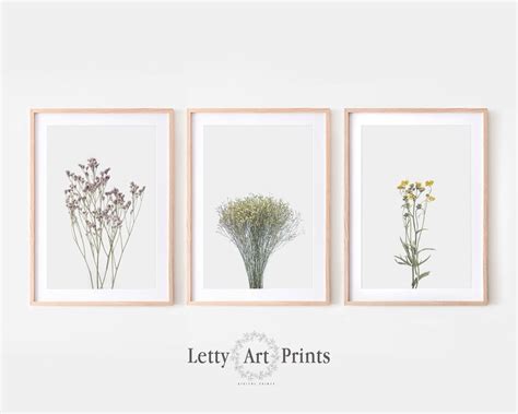 Wildflowers Print Set Of 3 Wall Art Botanical Wall Art Set Etsy