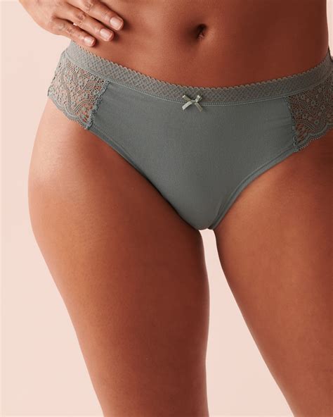 Super Soft Lace Detail Cheeky Panty Mist Blue La Vie En Rose