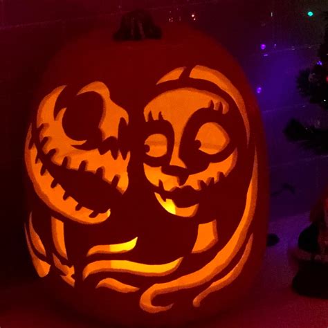 Jack & Sally Carved Pumpkin | Etsy