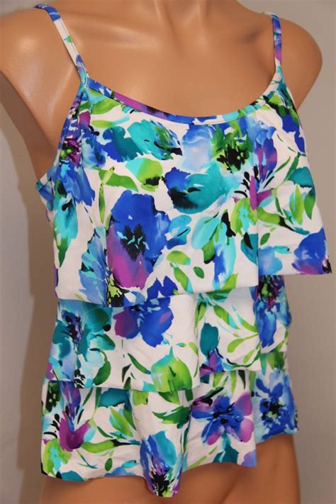 Nwt Caribbean Joe Swimsuit Tankini Bikini Top Multi Color Ebay