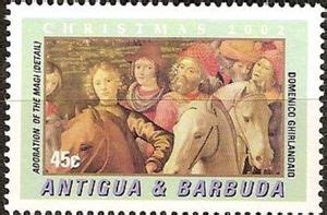 Stamp Adoration Of The Magi Detail By Ghirlandaio Antigua And