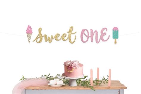 Sweet One Banner One Sweet Year First Birthday Banner Baby Etsy