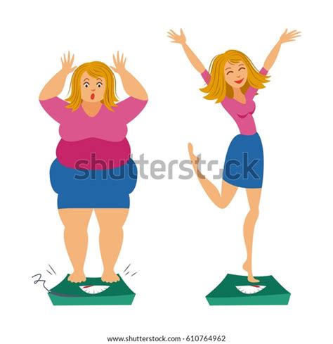 Fat Slim Girls Sadly Thick Woman Stock Vector Royalty Free 610764962