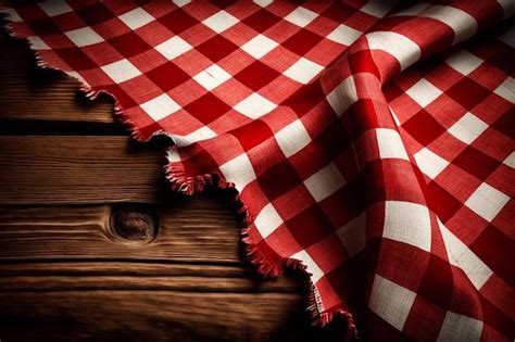 Premium AI Image | A red and white checkered tablecloth with a red ...