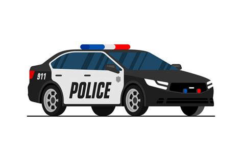 Black Police Sedan Car City Patrol Automobile Front Side View Cop