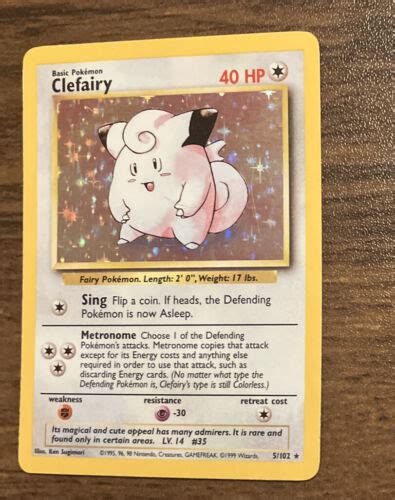 Pok Mon Tcg Clefairy Base Set Unlimited Holo Rare Wotc Mp Ebay