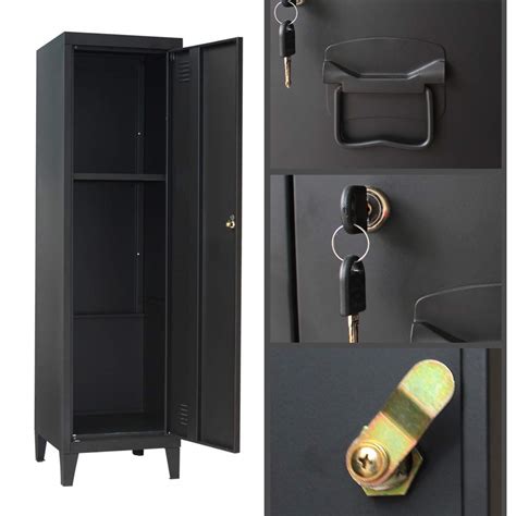 Paldin Office Standing Filing Storage Cabinet Metal Cupboard Lockable Unit 1 Door 3 Tier Black2