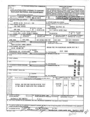 Fillable Online Pbadupws Nrc Application For License To Export Nuclear