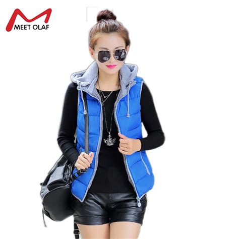 2017 Women Winter Vests Hooded Female Sleeveless Winter Coats Ladies