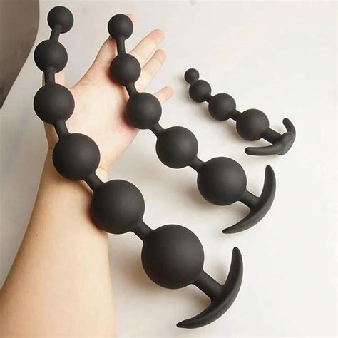 Anal Beads Balls Long Dildo Training Silicone Anus Ass But Butt Plug Analplug Buttplug Butplug