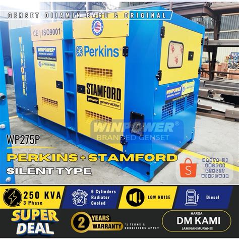 Jual Genset Perkins 250 KVA Stamford Silent 200 KW 3 Phase Jenset