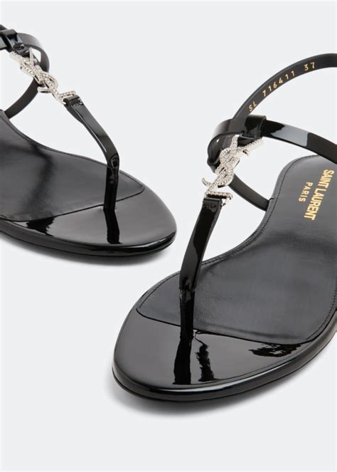 Saint Laurent Cassandra Flat Sandals For Women Black In Uae Level Shoes