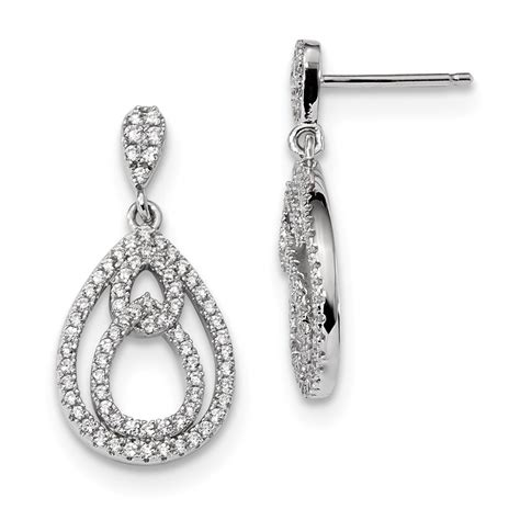 Buy Sterling Silver And Zirconia Dangle Earrings 25 Mm Apmex