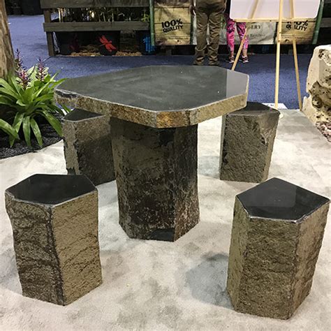 Natural Black Basalt Table And Chairs Garden Stone Furniture Black Basalt