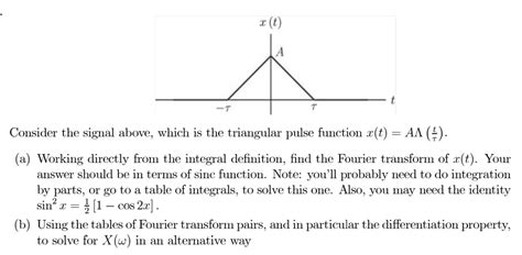 SOLVED X T Consider The Signal Above Which Is The Triangular Pulse