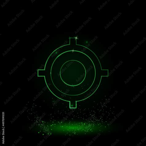 A large green outline crosshair symbol on the center. Green Neon style ...