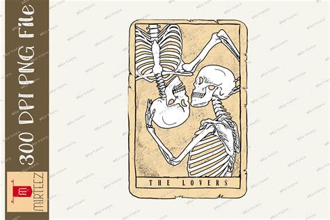 The Lovers Vintage Tarot Card Skull By Zemira Thehungryjpeg