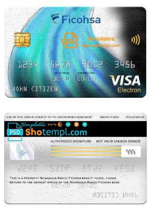 Nicaragua Banco Ficohsa Bank Visa Electron Card Fully Editable