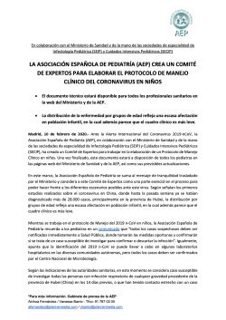 La AEP crea un comité de expertos para elaborar un protocolo de manejo