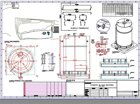 Estanque De Agua Industrial En Autocad Cad Kb Bibliocad