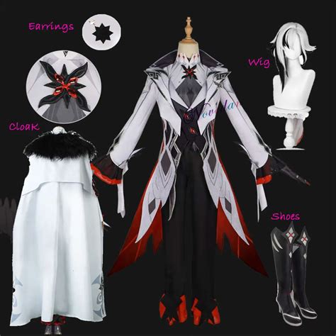 Genshin Impact Arlecchino Cosplay Costume Set With Knave, Wig, Birdies ...